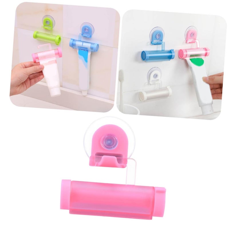 Pink Wall Mounted Toothpaste Squeezer Dispenser Reusable Suction Holder Ergonomic Design - Image 2