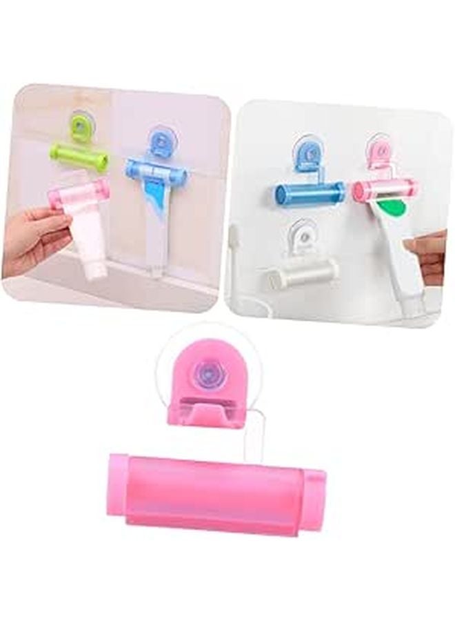 Pink Wall Mounted Toothpaste Squeezer Dispenser Reusable Suction Holder Ergonomic Design - Image 1
