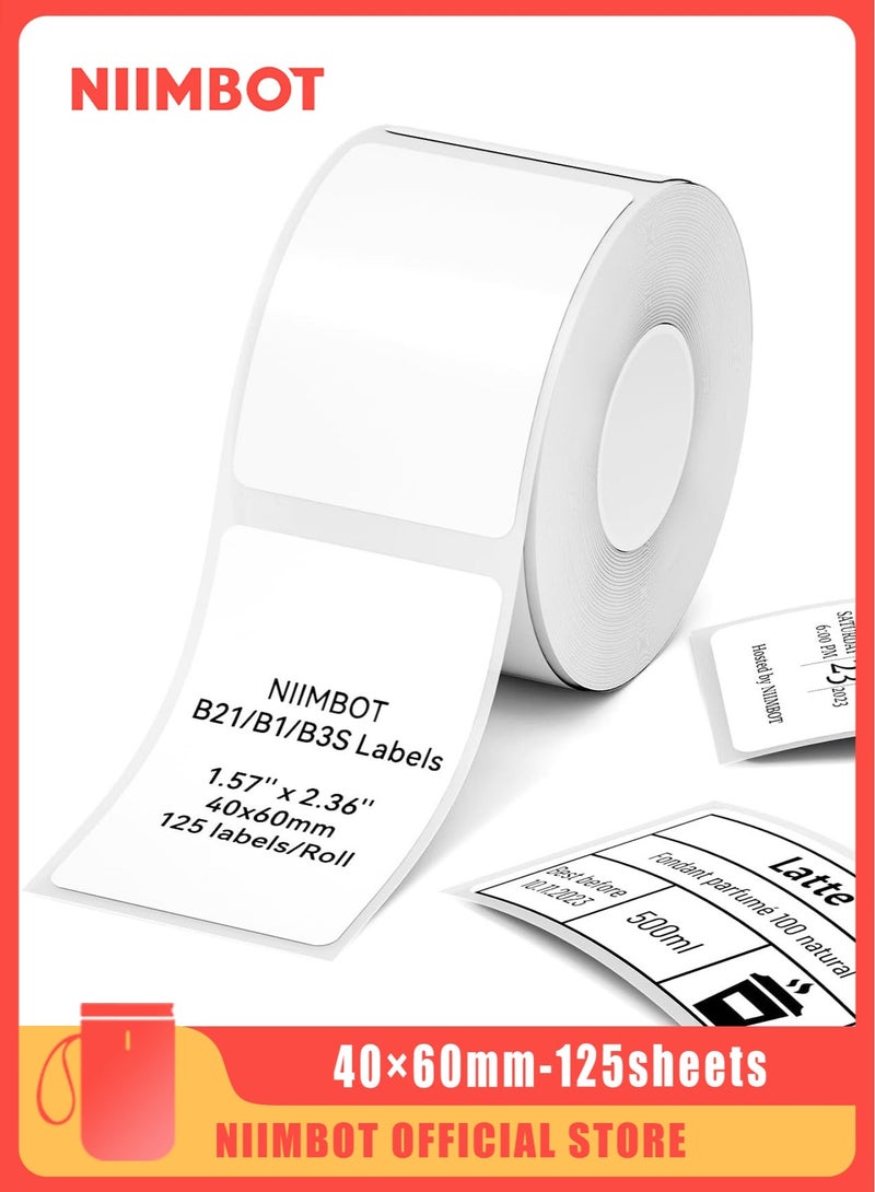 NIIMBOT White Thermal Label Paper, Waterproof Direct Thermal Sticker Labels for Barcode Printing, Oil-Proof and Tear-Resistant Self-Adhesive Label Tape for B1/B2/B21/B3S/B31/B4 Label Makers, Home Office Organization and Retail Price Tag Supplies - Image 1