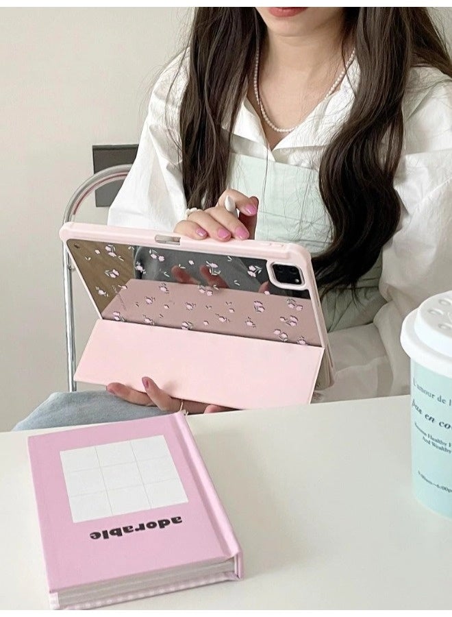 ShebSheb Pink Flower Case for iPad Pro 4th/3rd/2nd/1st 11 Inch Cream White Color Beautiful Floral Cute Chic Adorable Lovely Girls Kids  - Image 5