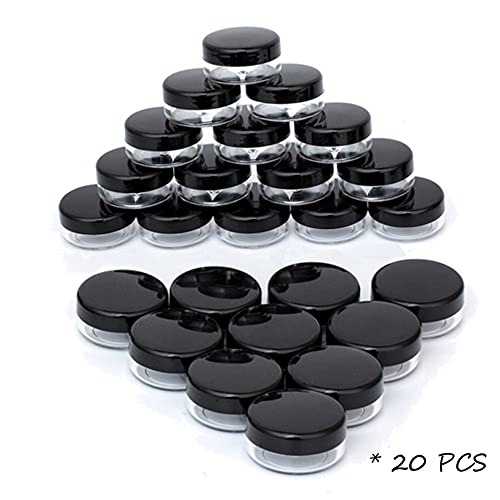 ZEJIA 10 Gram Sample Containers, 20 Count Cosmetic Containers with Lids, Refillable Empty Sample Jars, Small Plastic Containers with Lids (Black) - Image 2