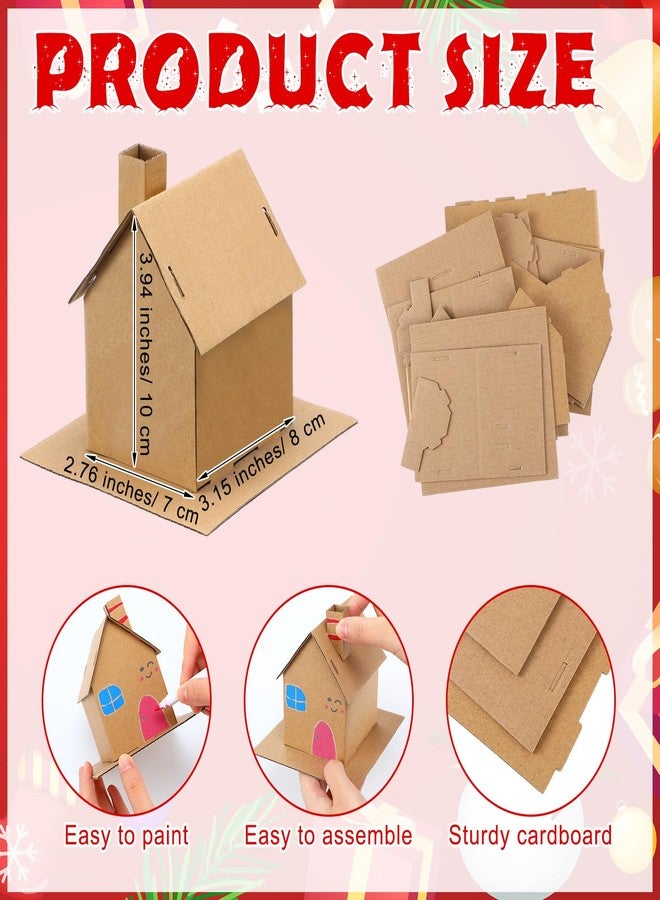 Engrowtic Christmas Gingerbread House Kit DIY Christmas Crafts 3.94 x 2.95 x 3.74 Inches Cardboard Paint Build 3D Gingerbread House Kit for Xmas Party Holiday Supplies Decor(25 Pack,Lovely Style) - Image 3