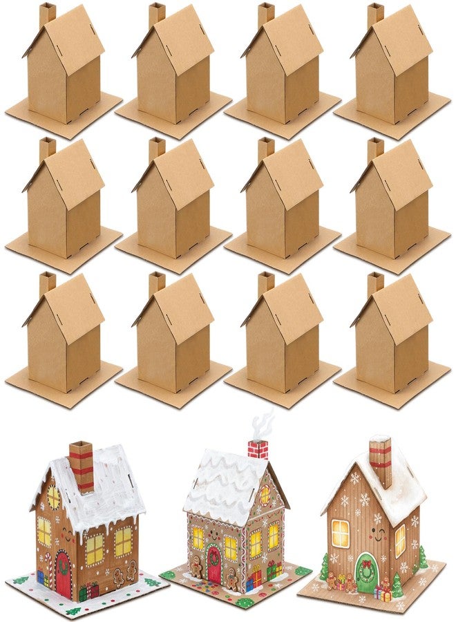 Engrowtic Christmas Gingerbread House Kit DIY Christmas Crafts 3.94 x 2.95 x 3.74 Inches Cardboard Paint Build 3D Gingerbread House Kit for Xmas Party Holiday Supplies Decor(25 Pack,Lovely Style) - Image 1
