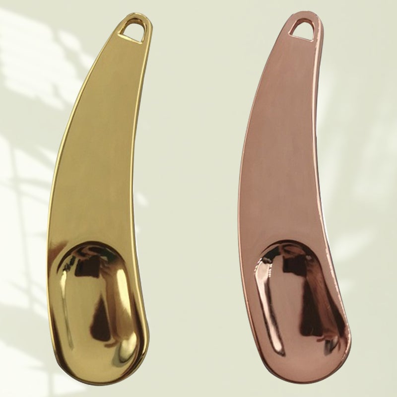 2pcs Zinc Alloy Cosmetic Spoon Face Cream Spoon Makeup Skin Care Stick Facial Beauty Tool for Woman Girl Home Salon (Golden and Rose Golden) - Image 4