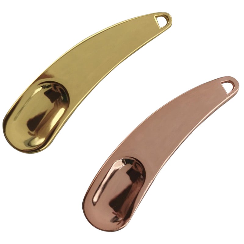 2pcs Zinc Alloy Cosmetic Spoon Face Cream Spoon Makeup Skin Care Stick Facial Beauty Tool for Woman Girl Home Salon (Golden and Rose Golden) - Image 1