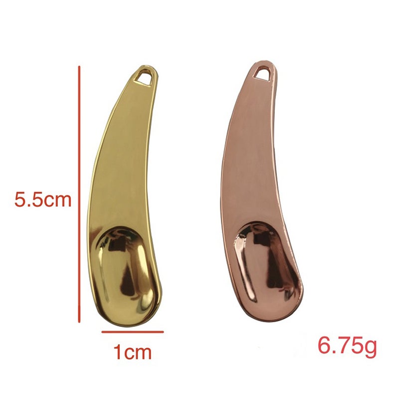 2pcs Zinc Alloy Cosmetic Spoon Face Cream Spoon Makeup Skin Care Stick Facial Beauty Tool for Woman Girl Home Salon (Golden and Rose Golden) - Image 3