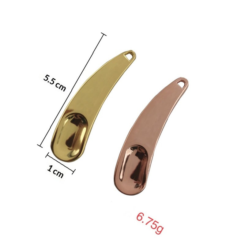 2pcs Zinc Alloy Cosmetic Spoon Face Cream Spoon Makeup Skin Care Stick Facial Beauty Tool for Woman Girl Home Salon (Golden and Rose Golden) - Image 2