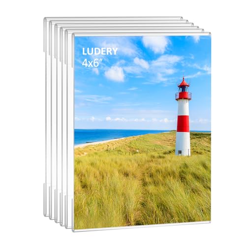 Ludery Acrylic Picture Frames 4x6, 4x6 Picture Frame, Set of 6 Clear Acrylic Photo Picture Frames, Wall Mounting Frame Display Pictures for Home,School,office - Image 1