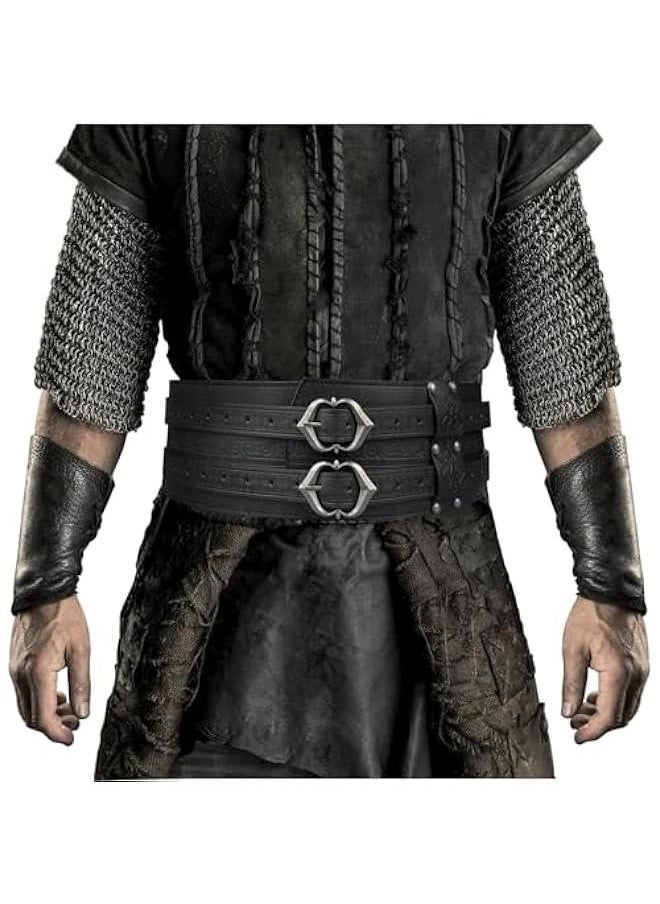 Generic - Viking Wide Belt, Medieval Faux Leather Armor Belt Knight Corset Belt, LARP Costume - Image 1