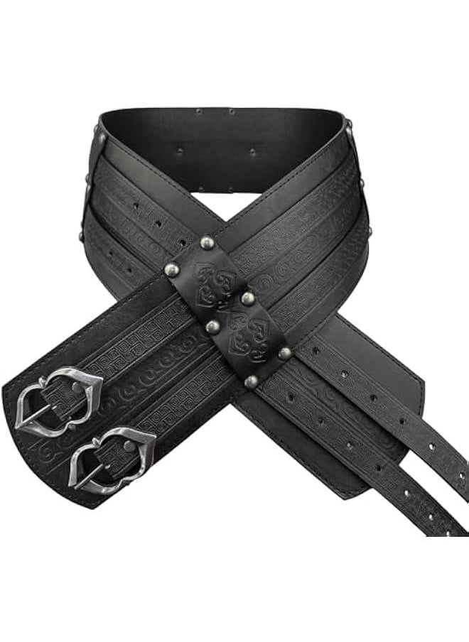 Generic - Viking Wide Belt, Medieval Faux Leather Armor Belt Knight Corset Belt, LARP Costume - Image 1