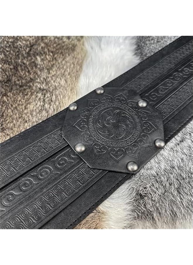 Generic - Viking Wide Belt, Medieval Faux Leather Armor Belt Knight Corset Belt, LARP Costume - Image 1