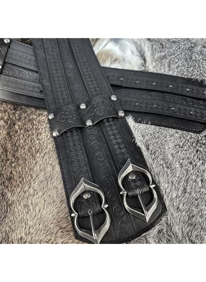 Generic - Viking Wide Belt, Medieval Faux Leather Armor Belt Knight Corset Belt, LARP Costume - Image 1
