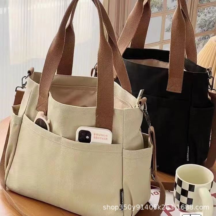 Canvas Multi-Pocket Tote Bag for Commuter - Image 1