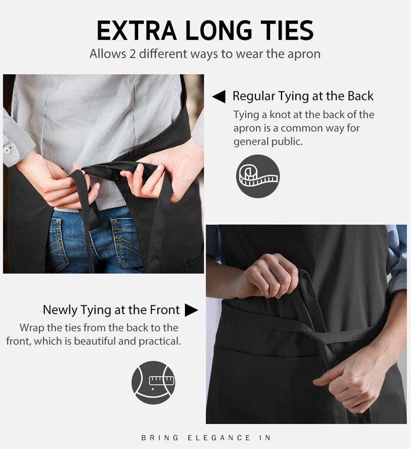 Syntus Apron for Men Women, Adjustable Cooking Kitchen Chef Aprons with 2 Pockets, Basic Black, 26.8 × 33.1 inch - Image 5