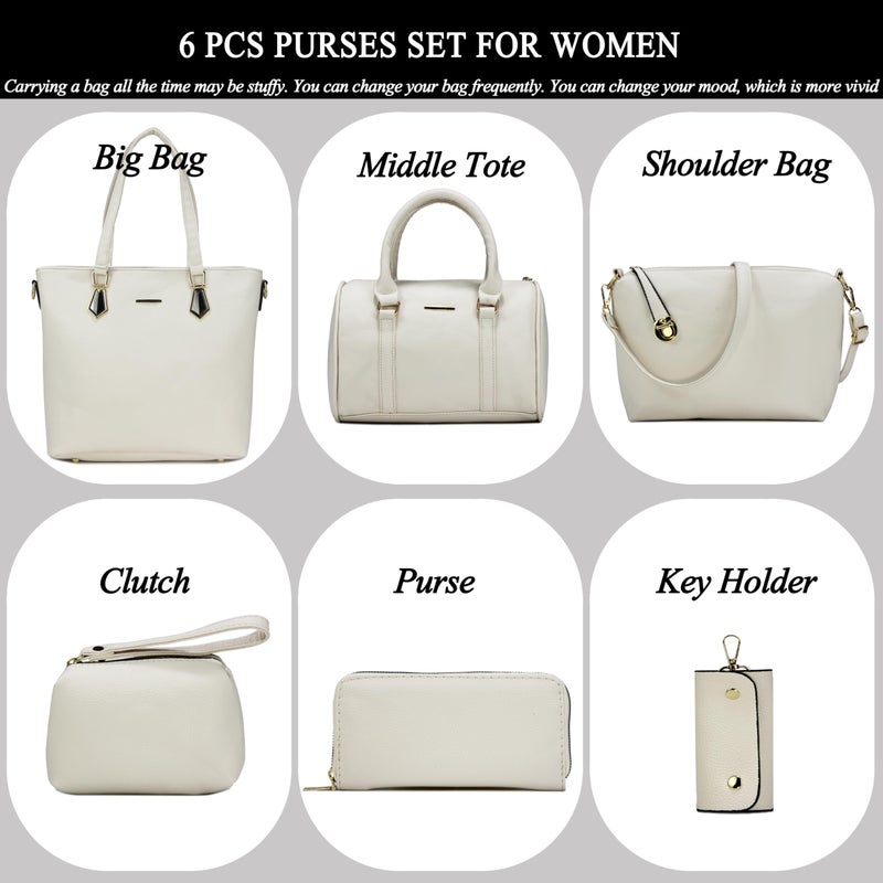 2E-youth 2E-youth Designer Purses and Handbags for Women Satchel Shoulder Bag Tote Top Handle Bag (3c-beige)  - Image 2