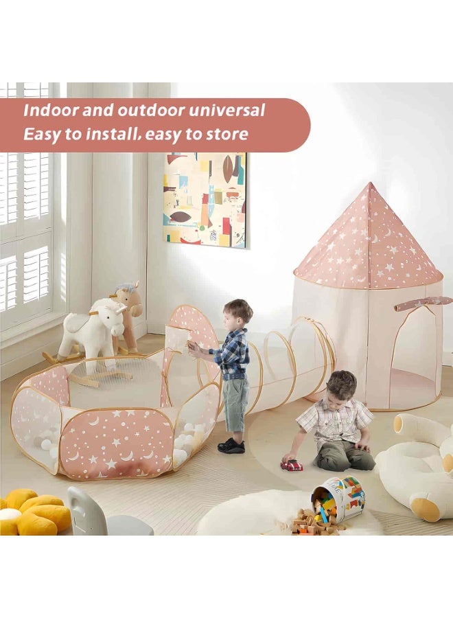 ميتوي خيمة لعب للأطفال 3 في 1 مع نفق ، خيمة لعب منبثقة مع حفر كروية للأطفال الصغار ومسرح للأطفال في الأماكن المغلقة والهواء الطلق - Image 2