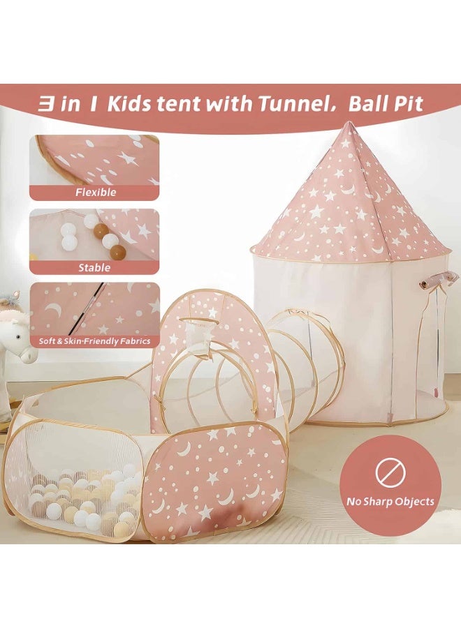 ميتوي خيمة لعب للأطفال 3 في 1 مع نفق ، خيمة لعب منبثقة مع حفر كروية للأطفال الصغار ومسرح للأطفال في الأماكن المغلقة والهواء الطلق - Image 3