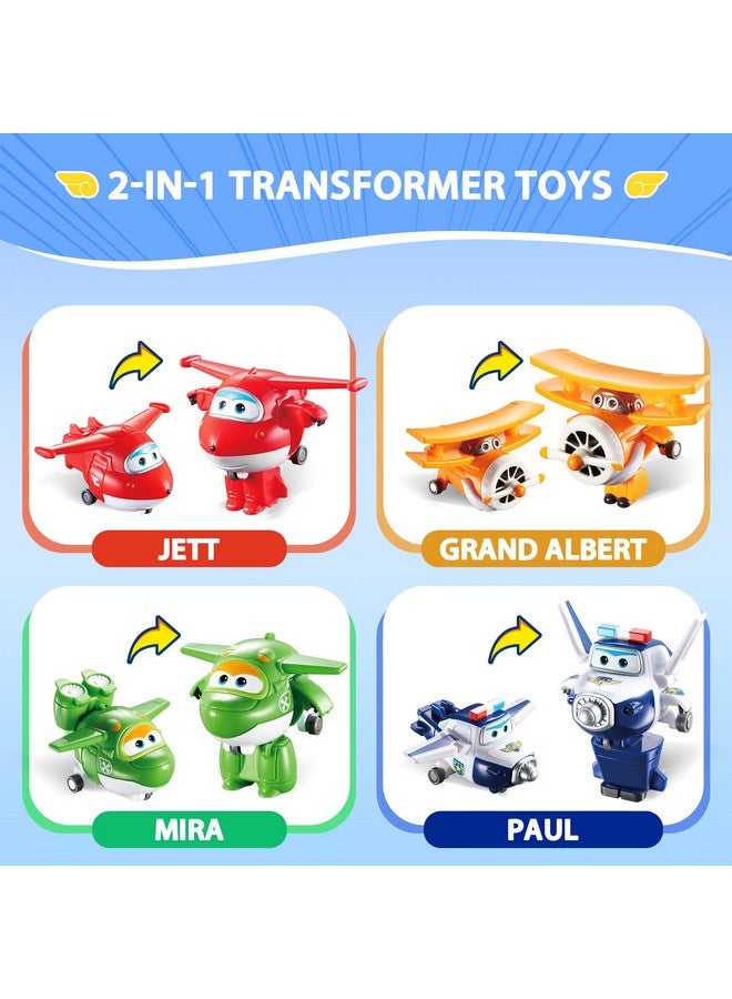 Super Wings 2" Transform-A-Robots 4 Pack Jett, Paul, Mira, and Grand Albert, Airplane Toys Mini Action Figures, Transformable Toys for 3+ Years Old Boys and Grils - Image 2