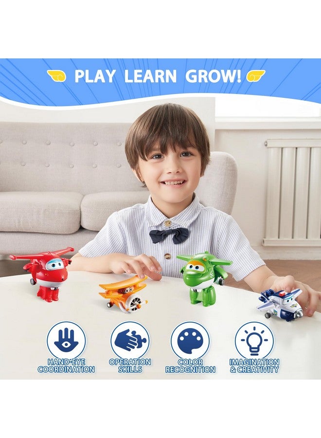 Super Wings 2" Transform-A-Robots 4 Pack Jett, Paul, Mira, and Grand Albert, Airplane Toys Mini Action Figures, Transformable Toys for 3+ Years Old Boys and Grils - Image 3