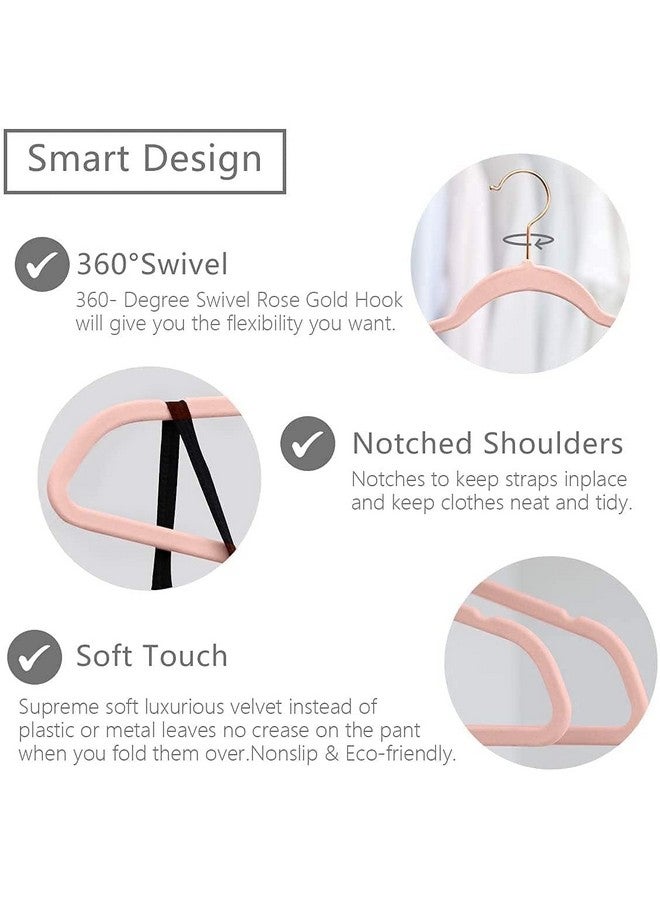 ARLICORPING Velvet Hangers Non-Slip Premium Suit Hangers Ultra Thin Space Saving 360 Degree Swivel Hook Clothes Hangers (Pink, 100) - Image 2
