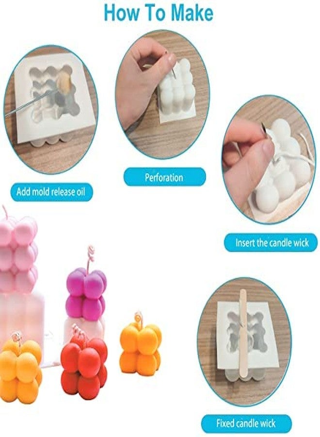 MoldBerry Silicone Bubble Candle Mold for Candle Making 2 Small & Big Bubble Cube Candle Mould for Home Decoration Candle Making Festival, Party - Pack of 2 (White) - Image 3