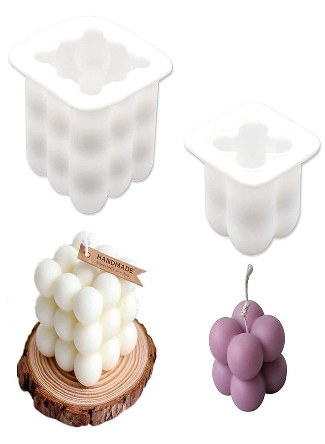 MoldBerry Silicone Bubble Candle Mold for Candle Making 2 Small & Big Bubble Cube Candle Mould for Home Decoration Candle Making Festival, Party - Pack of 2 (White) - Image 1