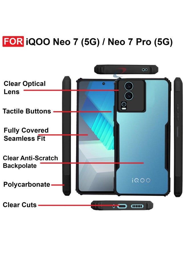 Cedo غطاء خلفي CEDO iQOO Neo 7 / Neo 7 Pro (5G) | حماية الكاميرا حافة مضادة للصدمات | حماية 360 درجة من الأكريليك الشفاف TPU+PC | غطاء خلفي شفاف على شكل نسر (أسود) - Image 5
