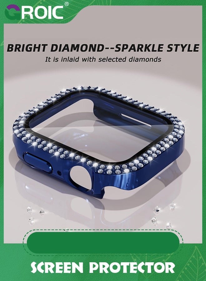 GROIC Blue Bling Case for Apple Watch 41mm Screen Protector Series 9/8/7, Women Glitter Diamond Crystal Rhinestone Hard PC Cover Bumper iWatch Accessories  - Image 1