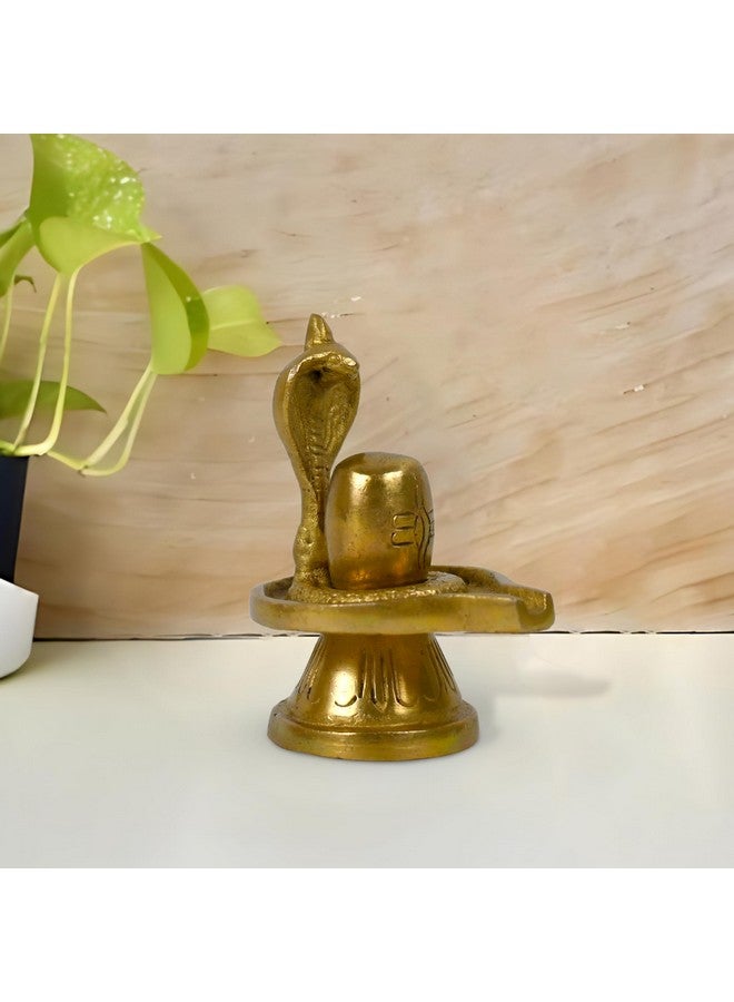 CRAFTHUT Metal Brass Shivling Figure Shiv Ling for Home Temple and Pooja, Decorative Religious Shiv Ji Lingam Idol for Mandir & Gift (LxBxH - 6.5 x 5 x 7.5 Cm, 190g), Golden - 1 Piece - Image 1