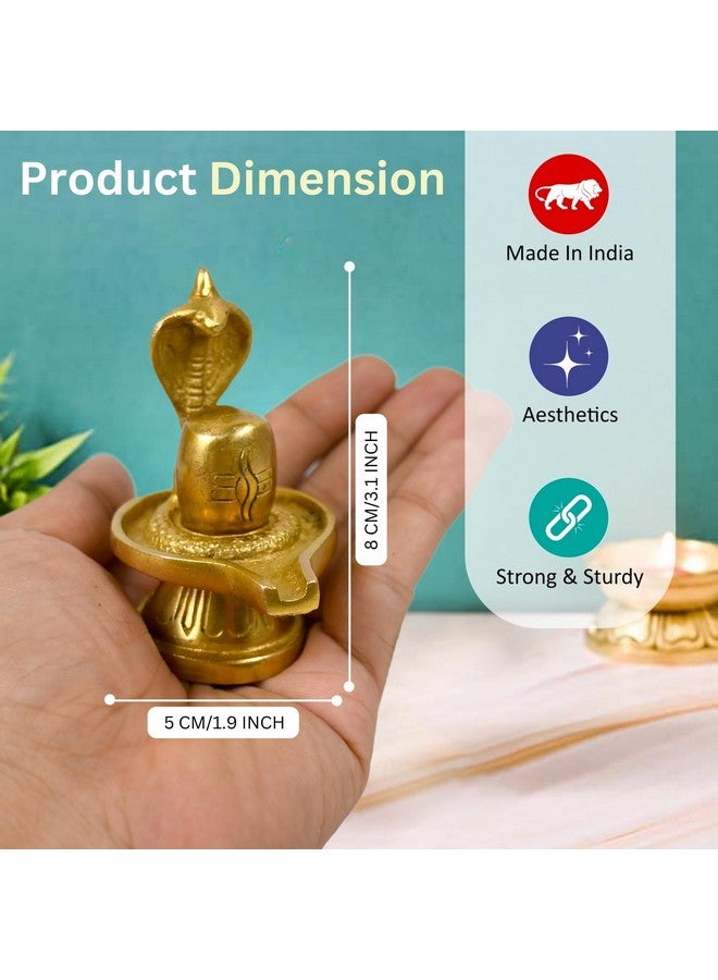 CRAFTHUT Metal Brass Shivling Figure Shiv Ling for Home Temple and Pooja, Decorative Religious Shiv Ji Lingam Idol for Mandir & Gift (LxBxH - 6.5 x 5 x 7.5 Cm, 190g), Golden - 1 Piece - Image 3