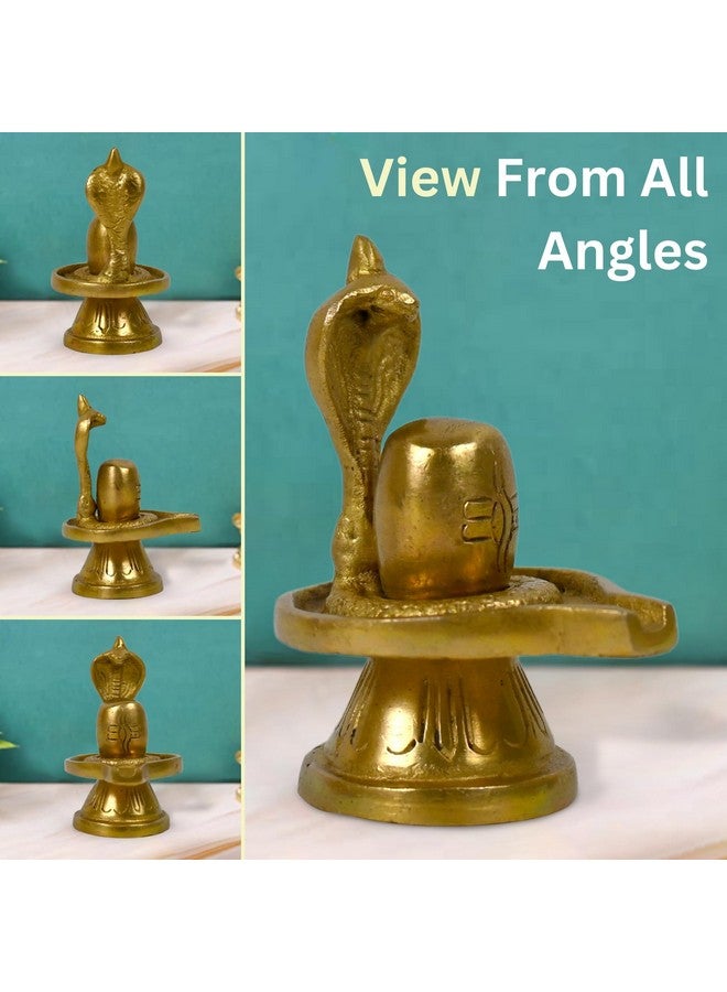 CRAFTHUT Metal Brass Shivling Figure Shiv Ling for Home Temple and Pooja, Decorative Religious Shiv Ji Lingam Idol for Mandir & Gift (LxBxH - 6.5 x 5 x 7.5 Cm, 190g), Golden - 1 Piece - Image 5