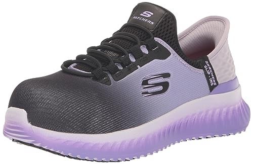 Skechers Ins Work: Tilido-Ombray Women's Slip Resistant Bungee Sneakers Industrial Shoe, Black/Purple, 6 - Image 1