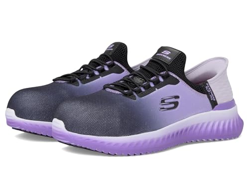 Skechers Ins Work: Tilido-Ombray Women's Slip Resistant Bungee Sneakers Industrial Shoe, Black/Purple, 6 - Image 2