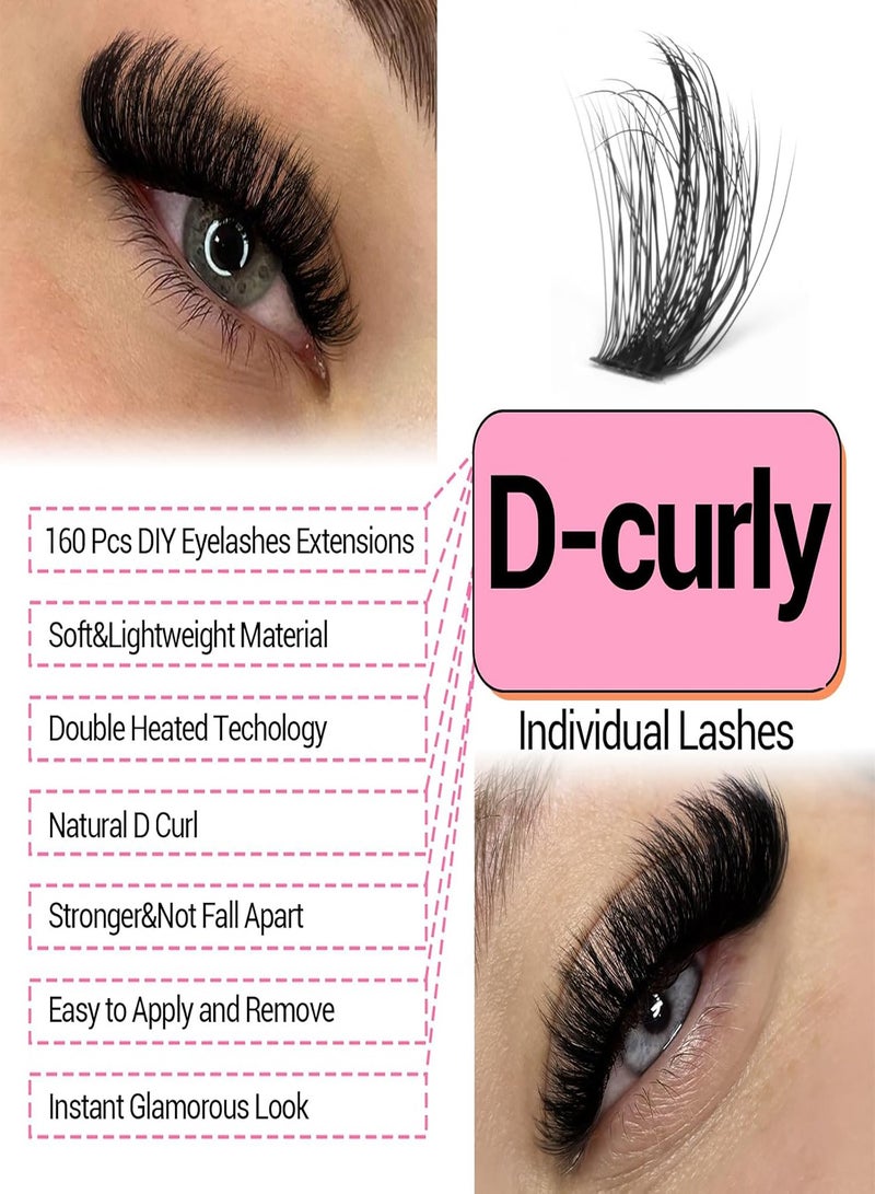 مجموعة رموش اصطناعية ذاتية الصنع مع غراء وملقط، 100 رموش اصطناعية ثلاثية الأبعاد بأطوال مختلفة من 8 إلى 16 مم، كثافة كبيرة، سهلة التركيب، مريحة في الارتداء، قابلة لإعادة الاستخدام - Image 3