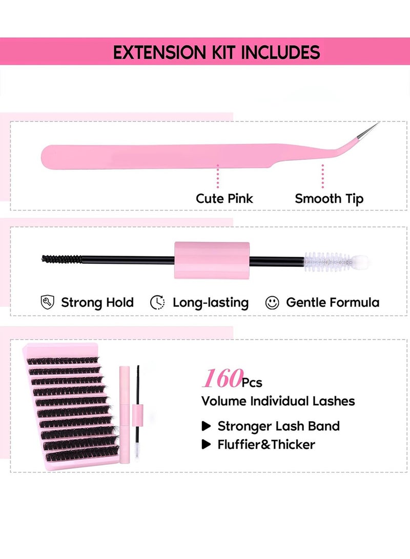 مجموعة رموش اصطناعية ذاتية الصنع مع غراء وملقط، 100 رموش اصطناعية ثلاثية الأبعاد بأطوال مختلفة من 8 إلى 16 مم، كثافة كبيرة، سهلة التركيب، مريحة في الارتداء، قابلة لإعادة الاستخدام - Image 2