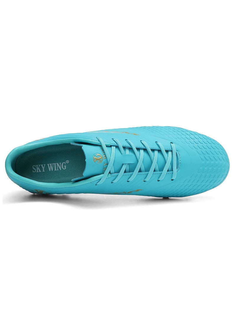 SKY WING Men And Women Soccer Shoes Adults IC or IN Flat Sole Sport Shoes Flexible Athletic Outdoor Cleats Lace Up Light Weight Training Football Shoes Moon Gold - Image 5