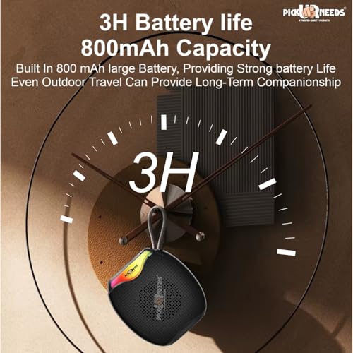 Pick Ur Needs 12W Portable Wireless Bluetooth Speaker with RGB Lights, 800mAh Battery, TWS, FM Radio, TF Card, USB 10m Wireless Transmission (Black) - Image 2