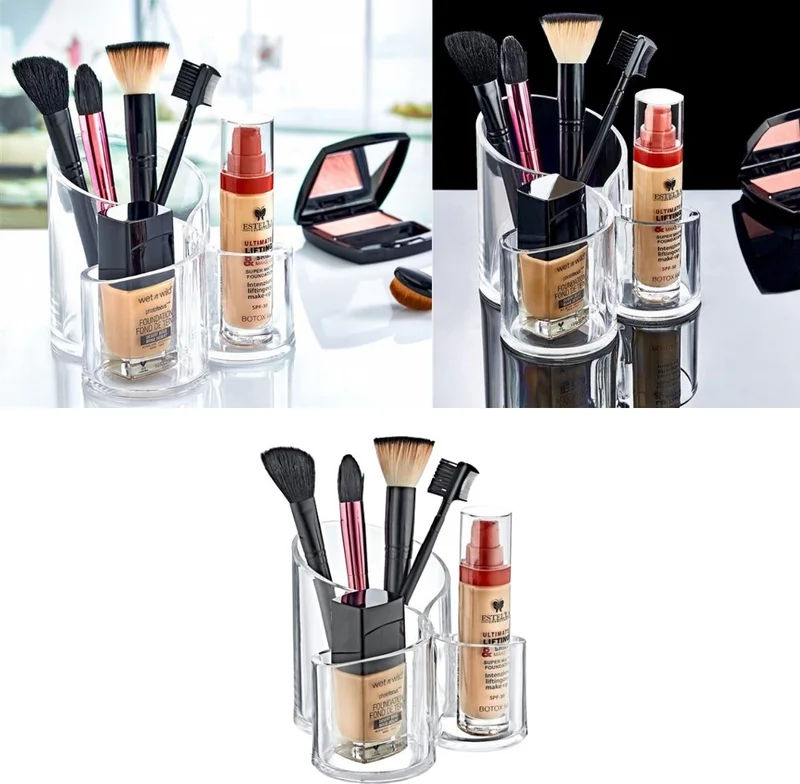 بييف Multi-Purpose 3-Eye Oval Makeup Brush Cream Organizer
