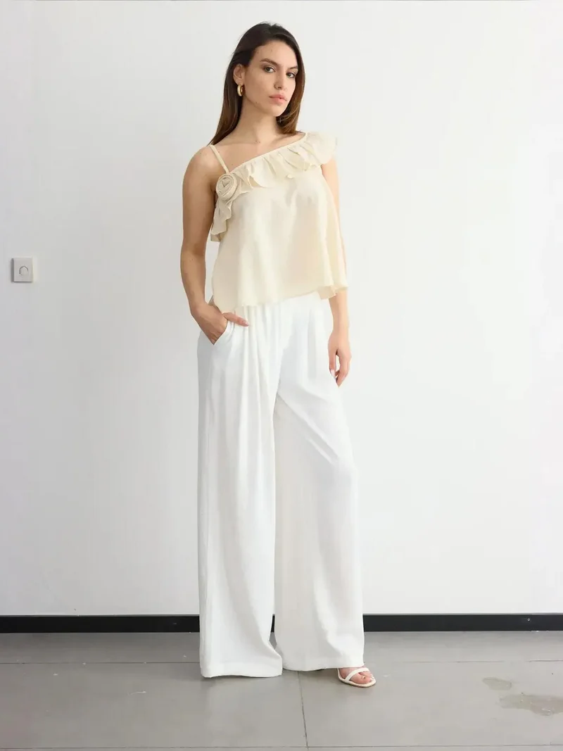HICCUP One-Shoulder Ruffled Blouse
