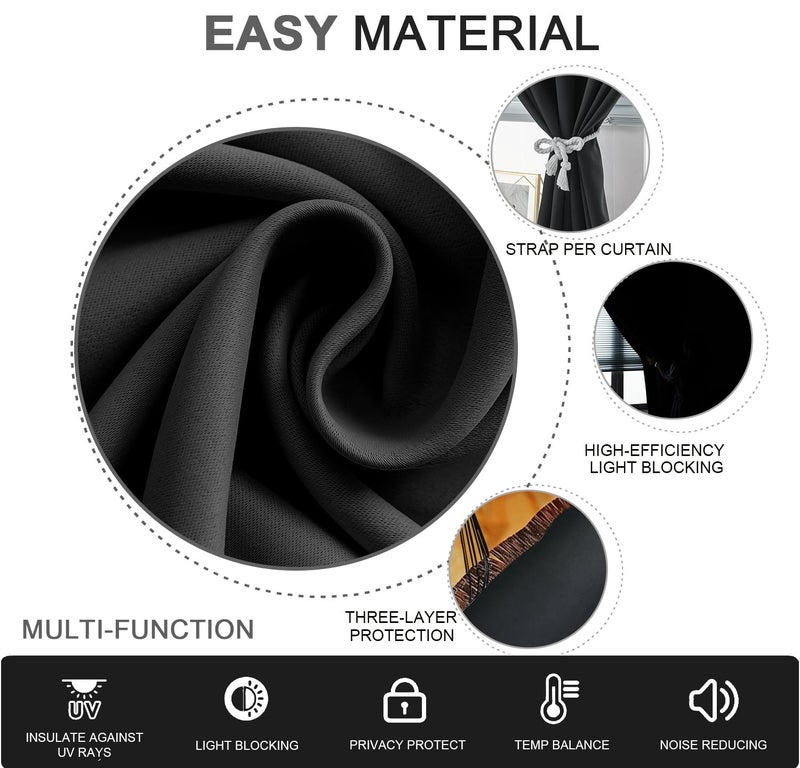 GONNRLY Self Adhesive Curtains - No Drilling, No Rod, Easy to Install Blackout Curtains for Window Blinds,Bedroom(Black 35 * 59in-1P) - Image 5