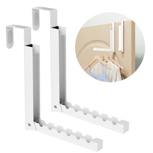 BAKON Over The Door Hanger Folding Clothes Drying Rack, Folding Hanging Coat Rack for Indoor Laundry Room Compact Small Space Foldable Portable Clothing Hanger Hook Collapsible- 2 Pack - Image 1
