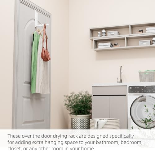 BAKON Over The Door Hanger Folding Clothes Drying Rack, Folding Hanging Coat Rack for Indoor Laundry Room Compact Small Space Foldable Portable Clothing Hanger Hook Collapsible- 2 Pack - Image 4