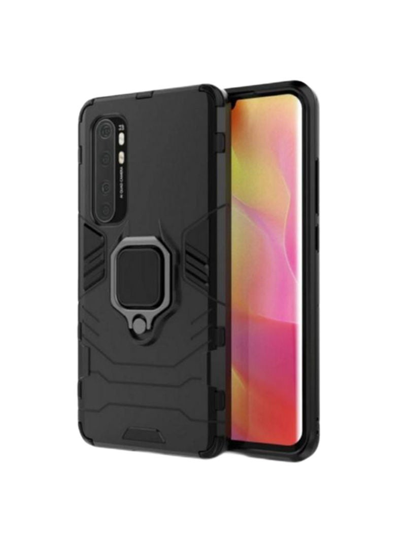 Iron Man Plastic Protective Hard Case With Metal Ring Holder For Xiaomi Mi Note 10 Lite Black