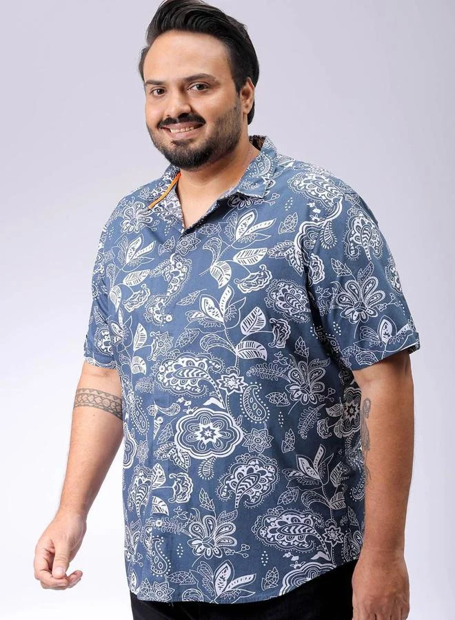 Take Two Plus Men Navy Regular Fit Floral Casual Shirt By HardSoda