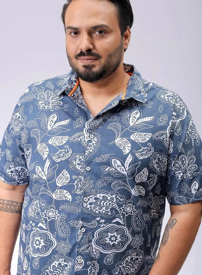 Take Two Plus Men Navy Regular Fit Floral Casual Shirt By HardSoda