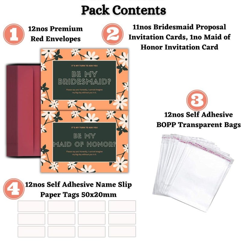 AanyaCentric Set of 12 Bridesmaid Proposal Invitation Card 5.8x8.3inch 1 for Maid of Honour & 11 for Bridesmaid - Image 2