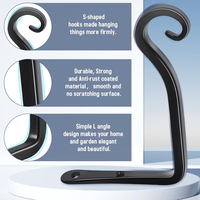 FEED GARDEN Hanging Plant Bracket 2 Pack 6 Inch Hand-Forged Plant Hangers for Outdoor with Screws - Image 3