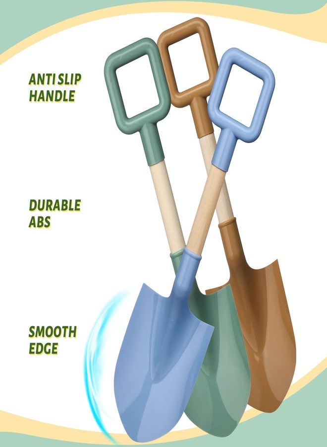 Anzmtosn Wood Kids Garden Tool Shovels Toys, 16" Avocado Beach Spades Sand Shovels Toys for Adults Gardening Tools Kit Travel Sandbox Toy Snow Scoop Wood Handle Spade for Digging Sand Snow 3 Pack - Image 3
