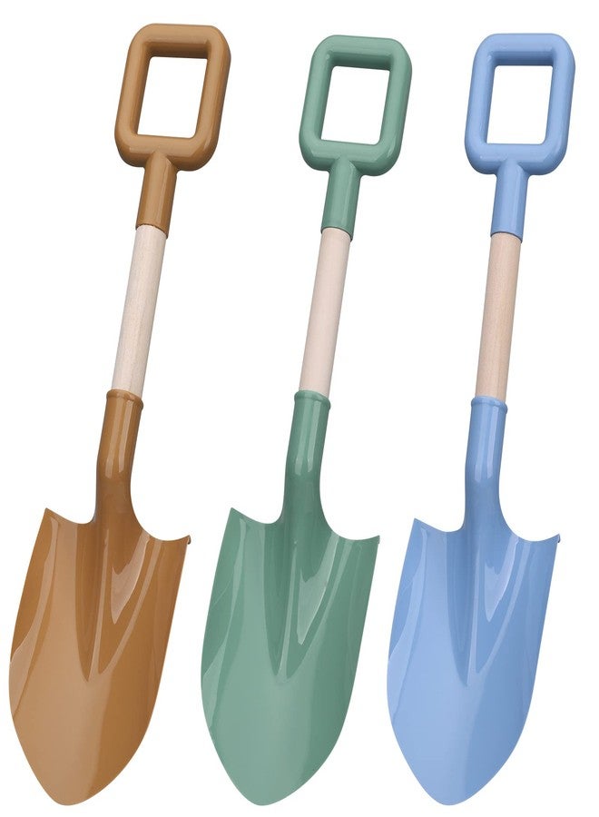 Anzmtosn Wood Kids Garden Tool Shovels Toys, 16" Avocado Beach Spades Sand Shovels Toys for Adults Gardening Tools Kit Travel Sandbox Toy Snow Scoop Wood Handle Spade for Digging Sand Snow 3 Pack - Image 1