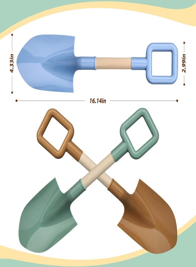 Anzmtosn Wood Kids Garden Tool Shovels Toys, 16" Avocado Beach Spades Sand Shovels Toys for Adults Gardening Tools Kit Travel Sandbox Toy Snow Scoop Wood Handle Spade for Digging Sand Snow 3 Pack - Image 2